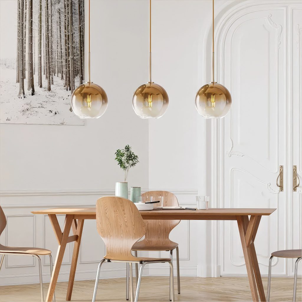 Gold Glass Globe Pendant Light view 8