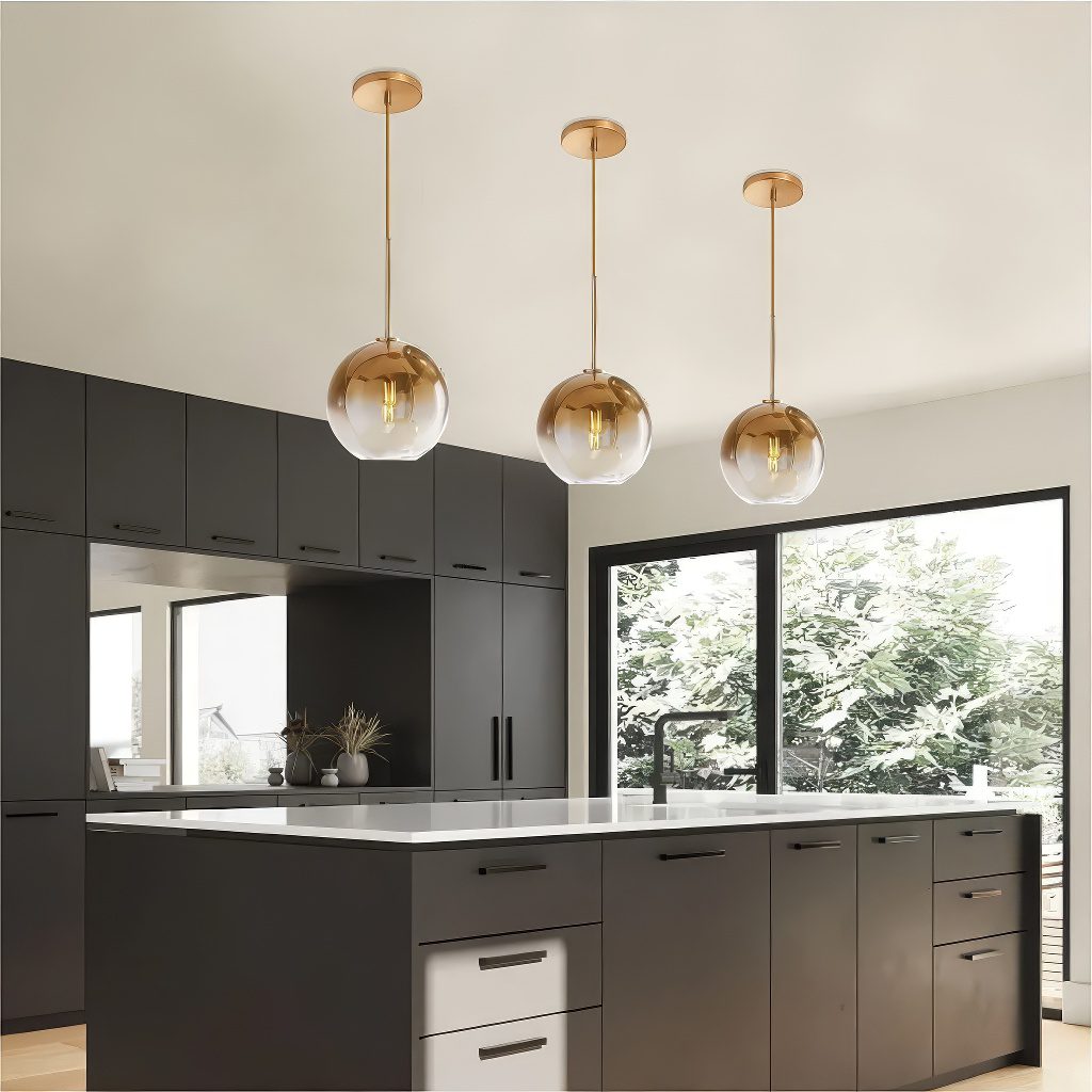Gold Glass Globe Pendant Light view 9