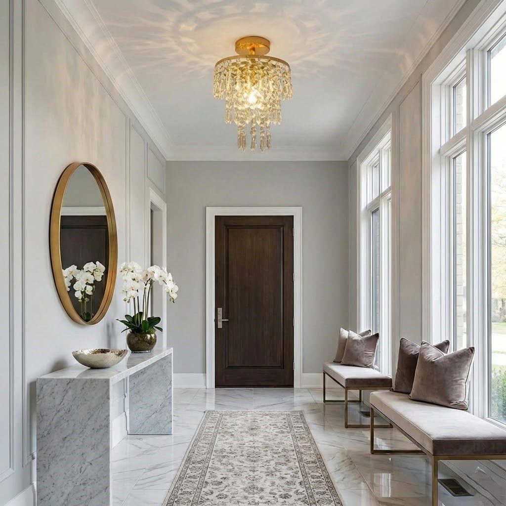 Gold Semi Flush Ceiling Light view 3