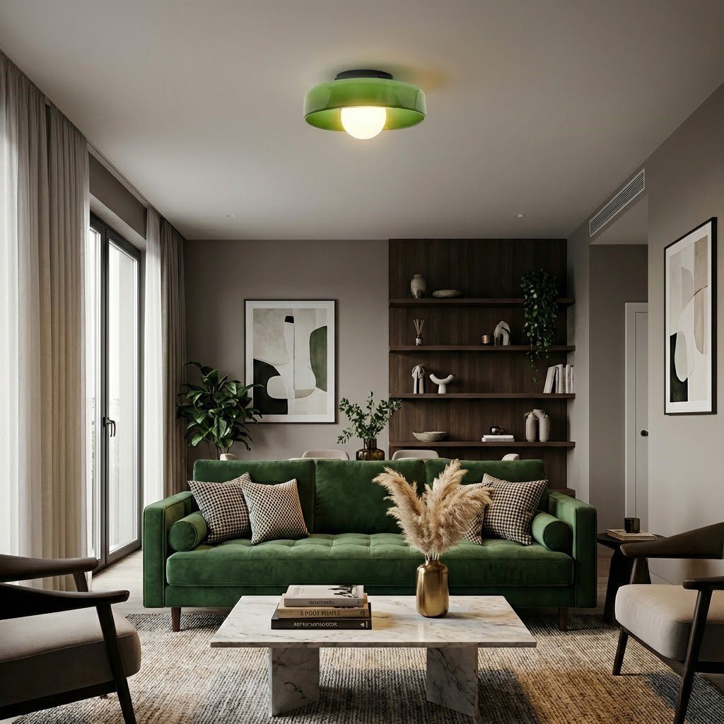 Green Glass Ceiling Light view 7