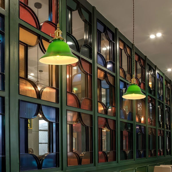 Green Porcelain Bell Pendant Light