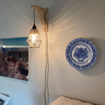 Rope and Wood Plug-In Wall Light