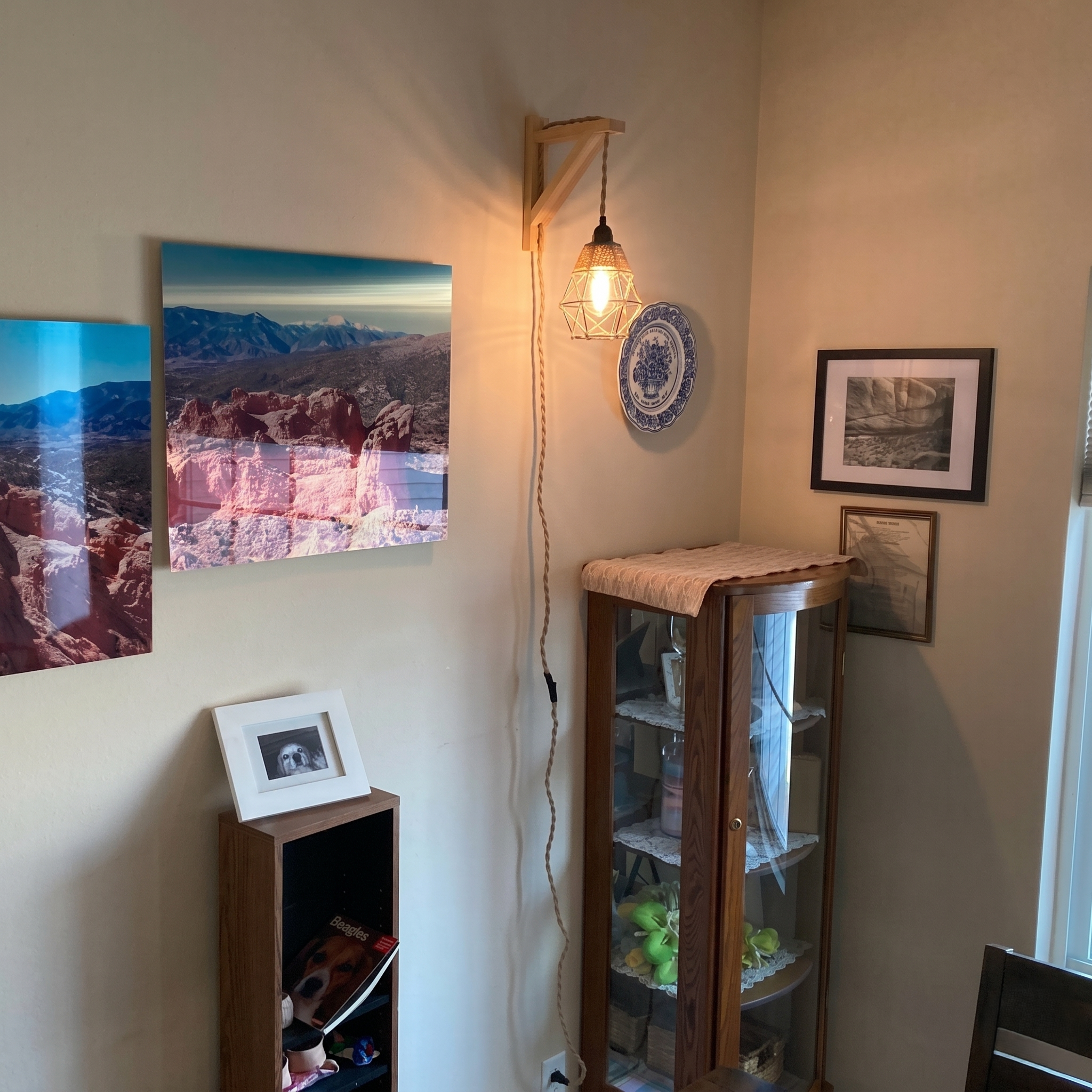 Rope and Wood Plug-In Wall Light view 2