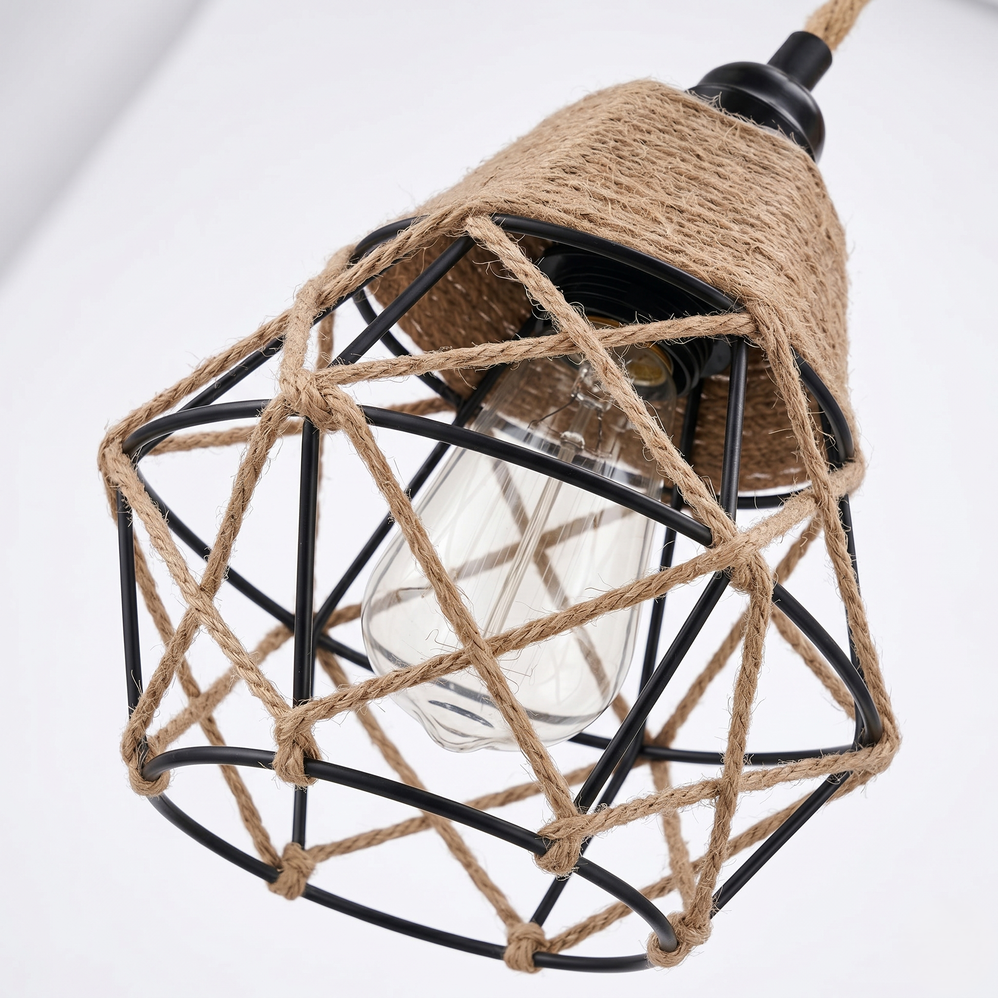 Rope and Wood Plug-In Wall Light view 3