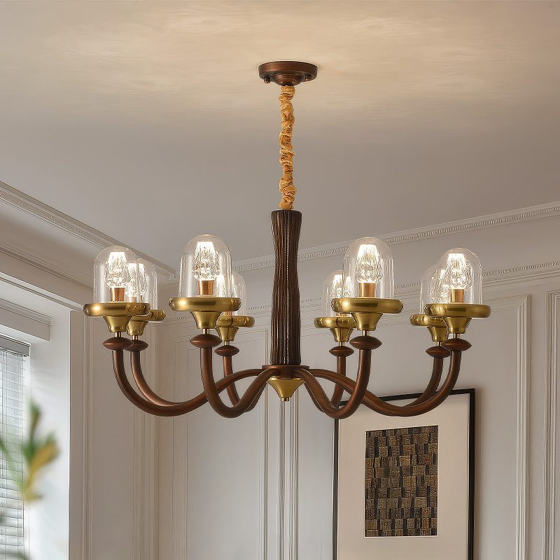 Ancienne suspension art deco bois view 2