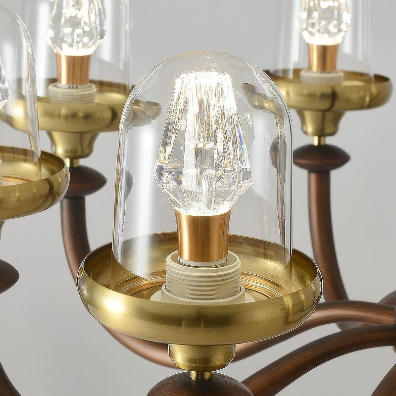 Ancienne suspension art deco bois view 4