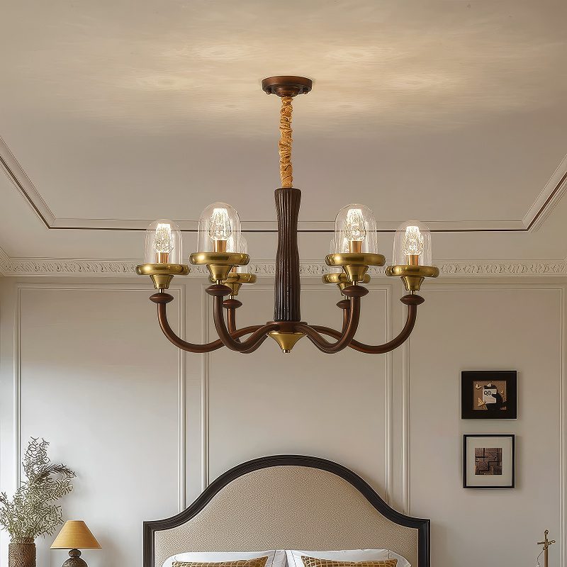 Ancienne suspension art deco bois view 3