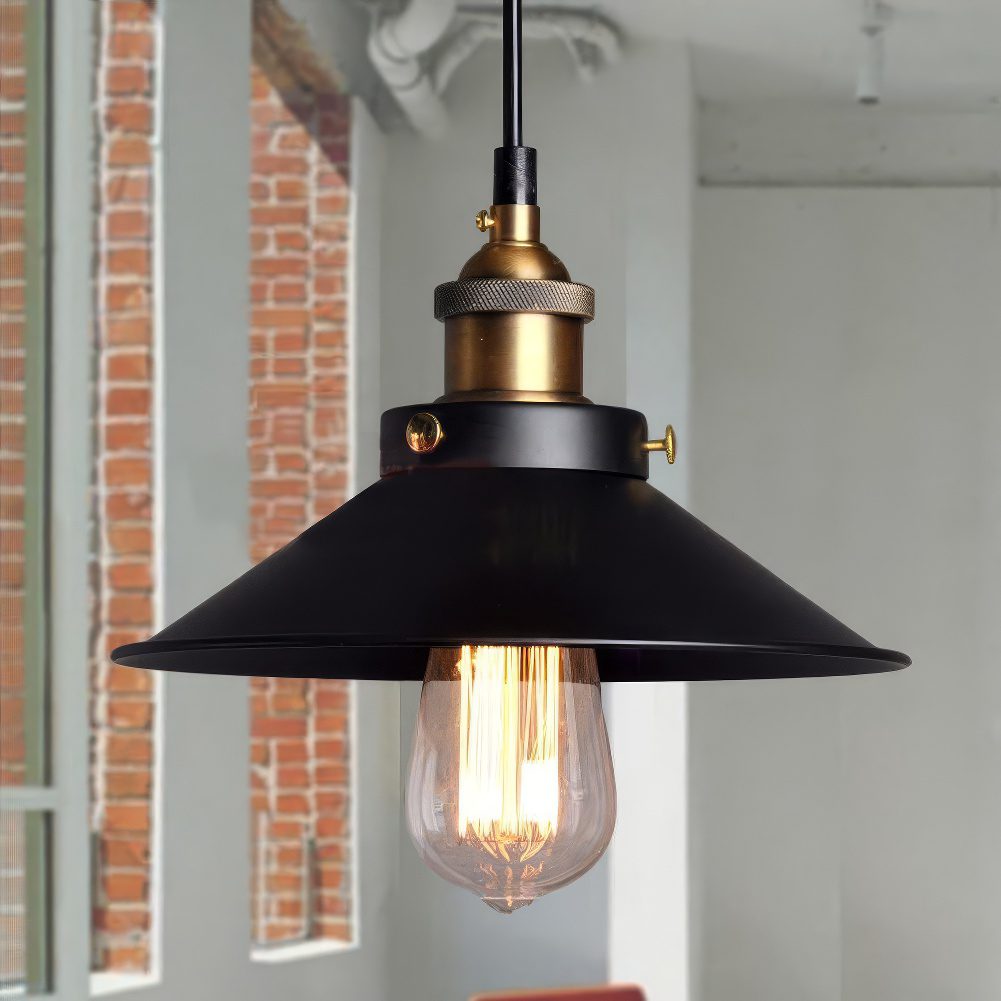 Suspension lampe noir industrielle cuisine view 2