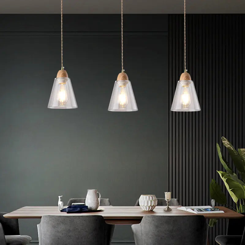 Suspension bois et verre style scandinave view 4