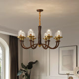 Ancienne suspension art deco bois view 1