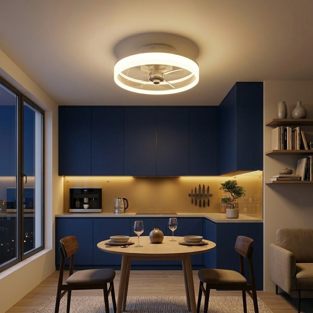 Kitchen Ceiling Light and Fan view 1