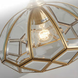 Lampe plafonnier laiton cuivre verre vintage view 6