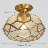 Lampe plafonnier laiton cuivre verre vintage view 2