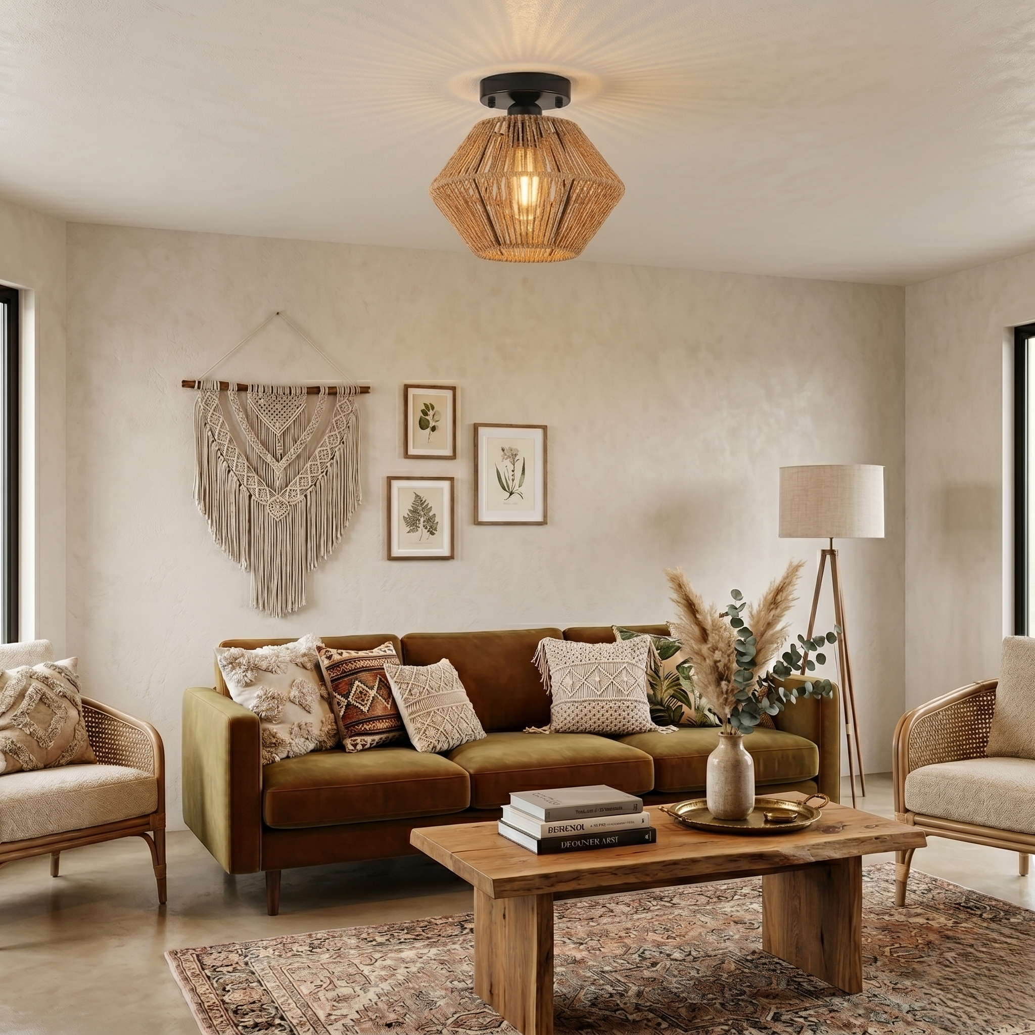 Luminaire plafonnier rotin view 7