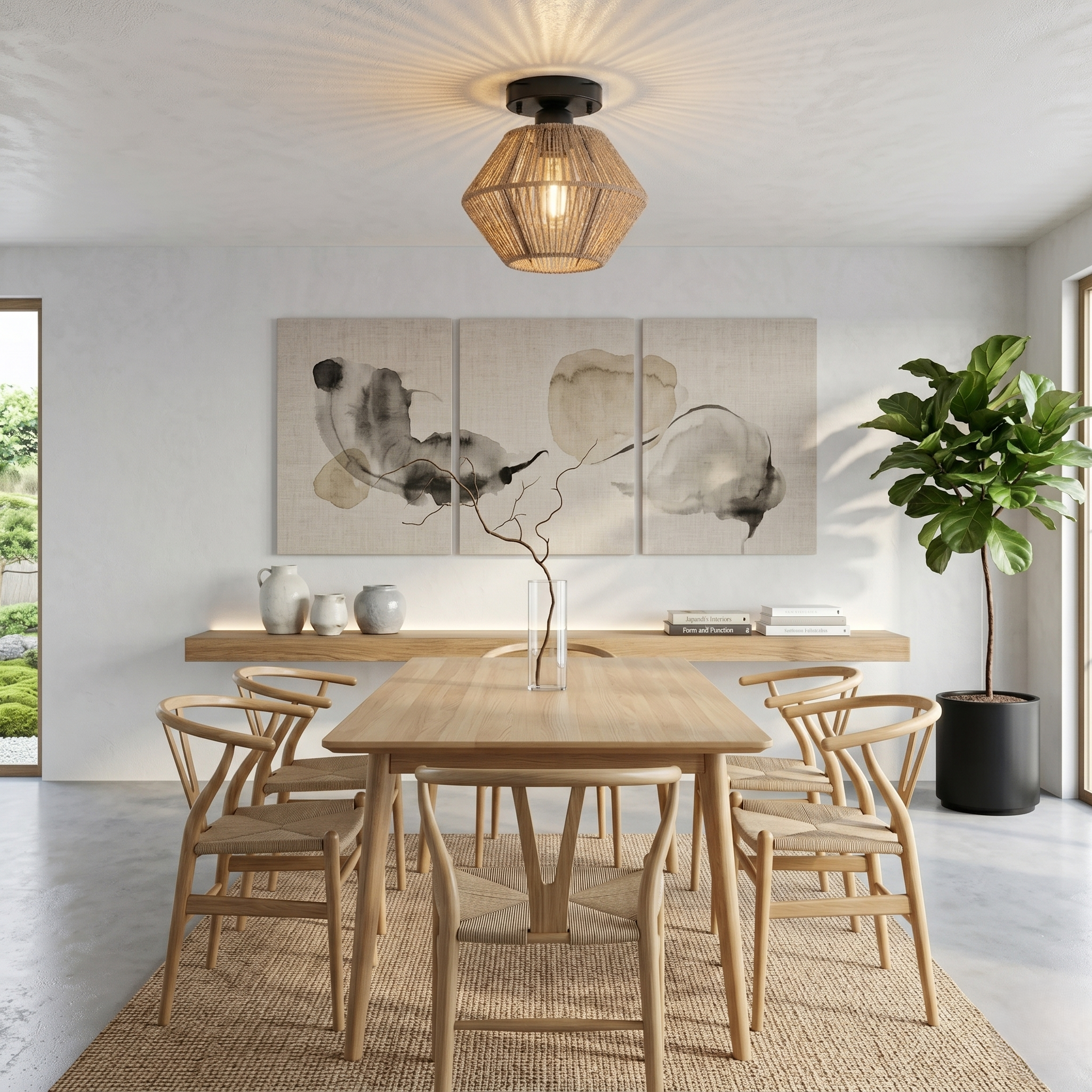 Luminaire plafonnier rotin view 5