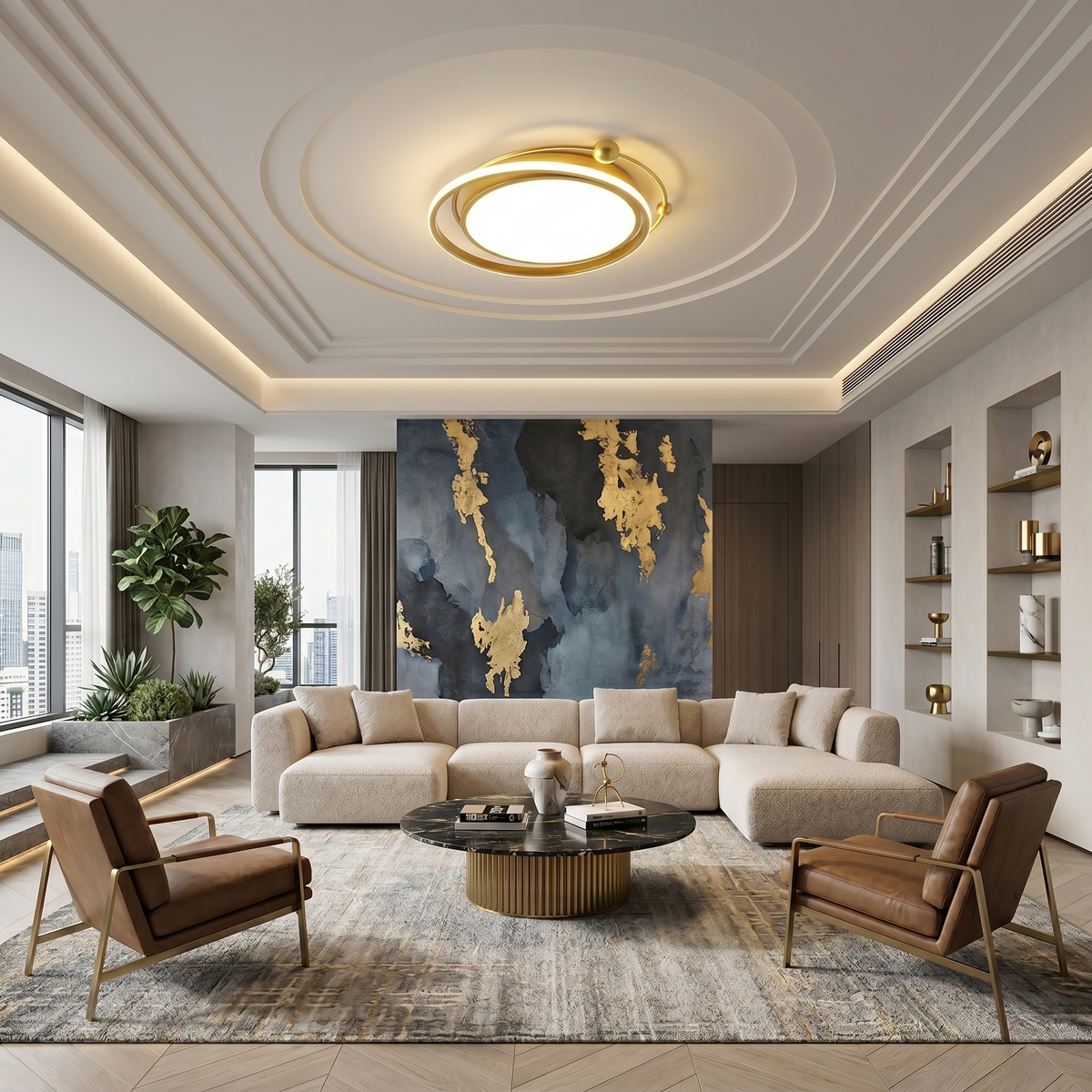 Large Gold Ceiling Light - image 2