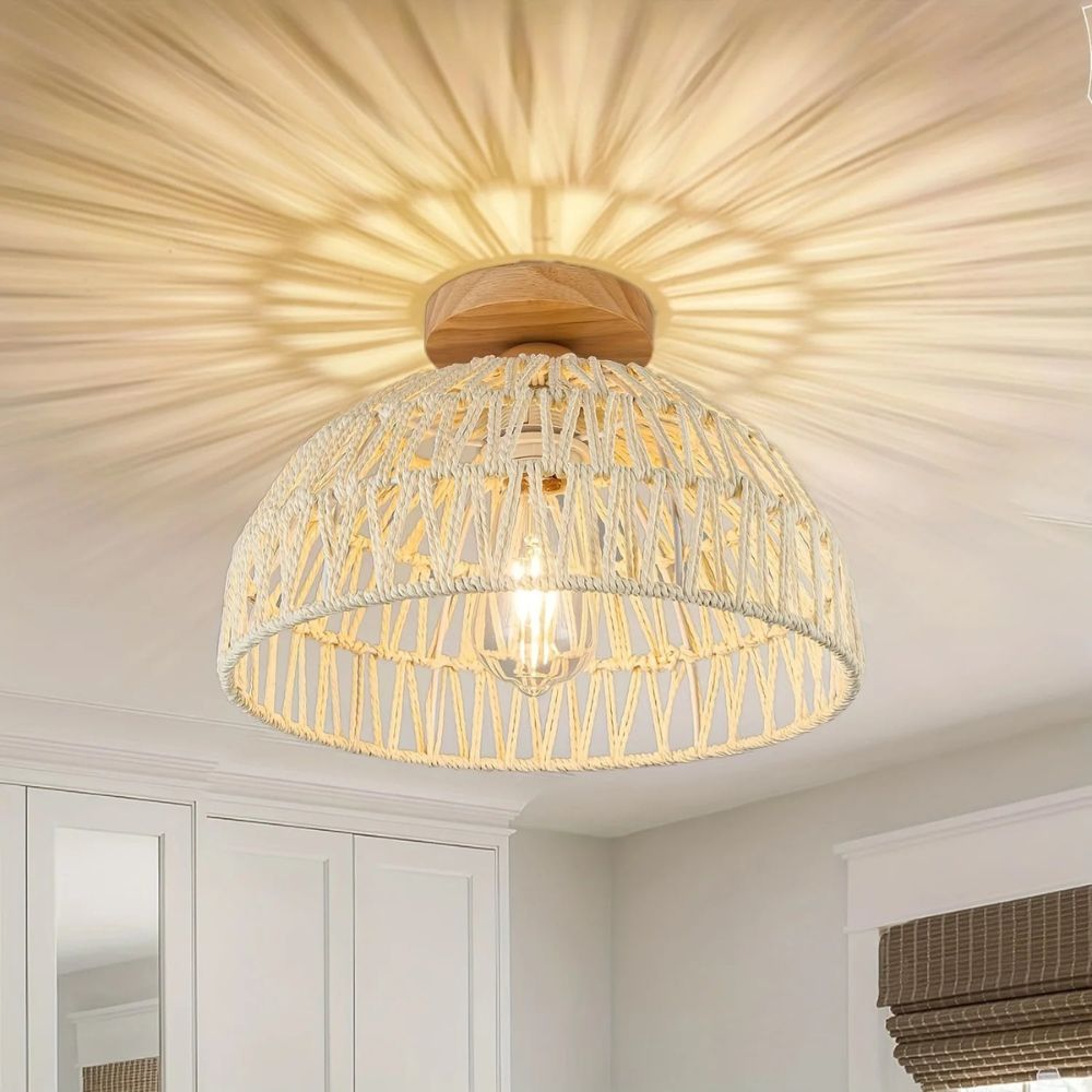 Large Rattan Ceiling Light view 1
