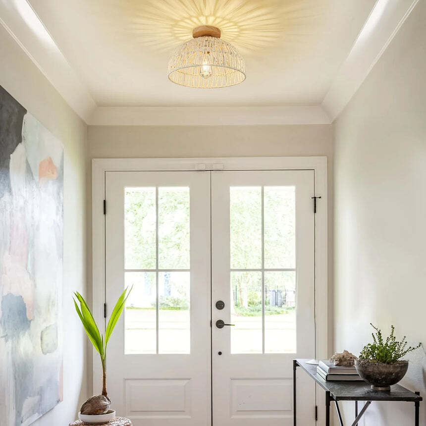 Large Rattan Ceiling Light view 2