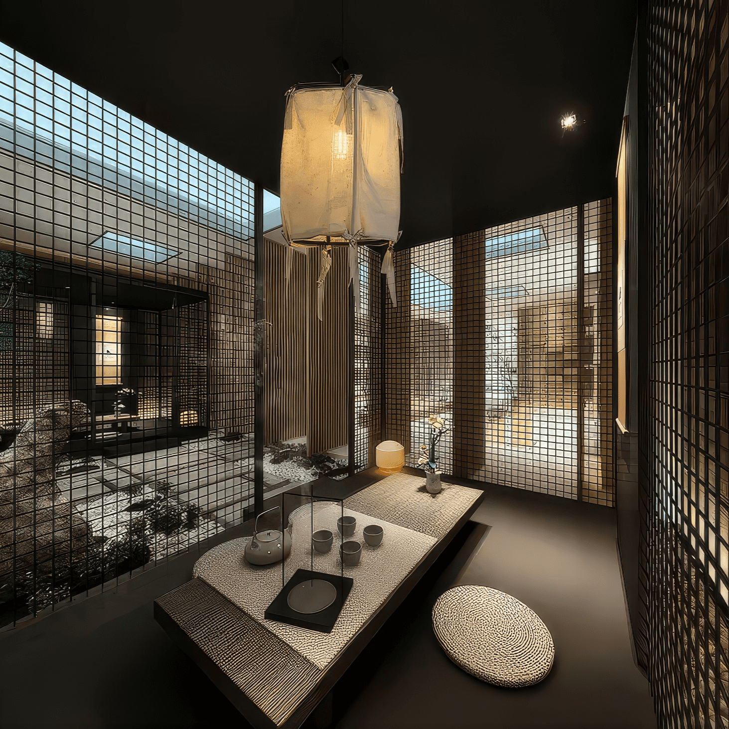 Linen Lantern Pendant Light view 2