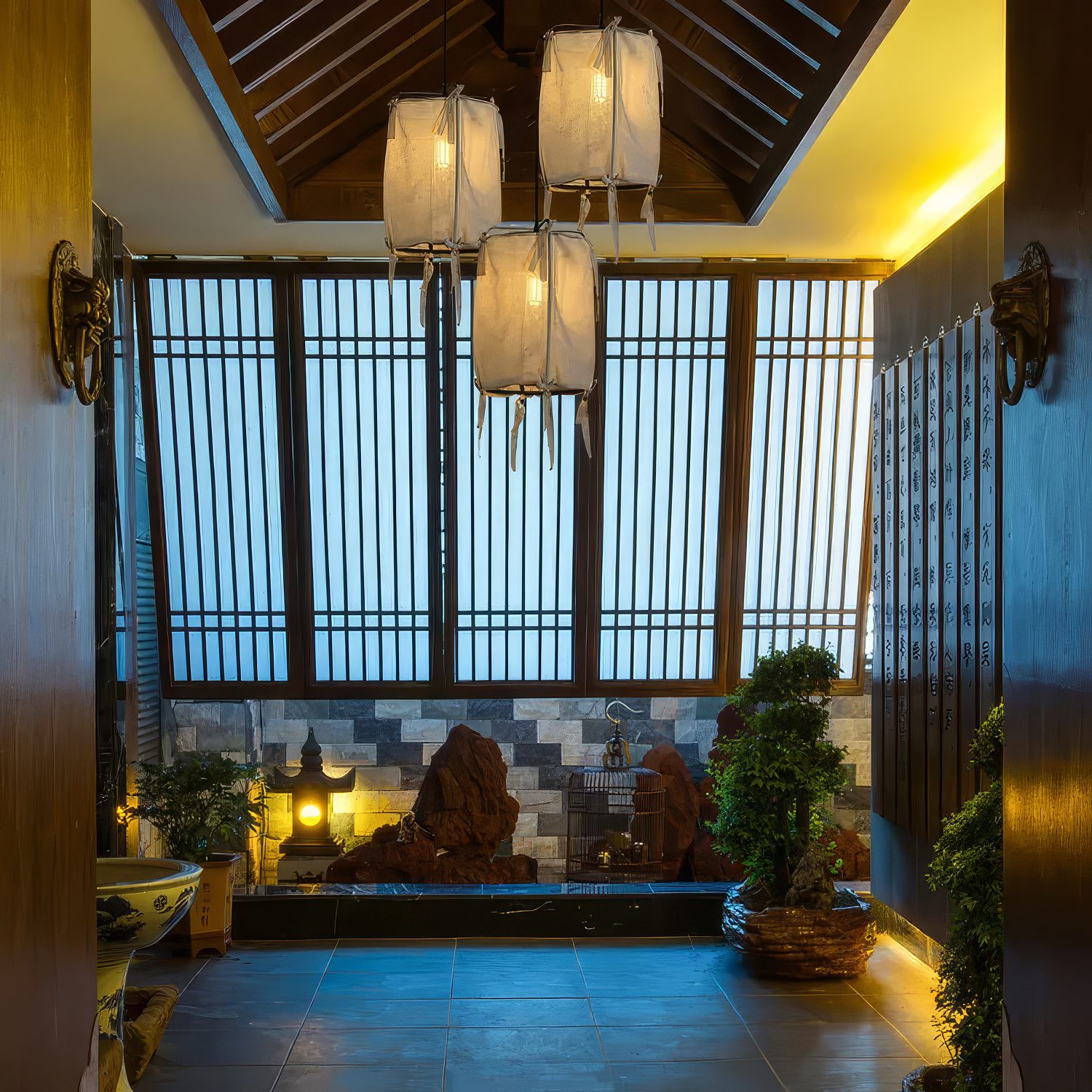 Linen Lantern Pendant Light view 3