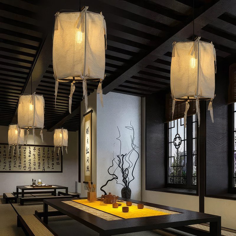 Linen Lantern Pendant Light view 4