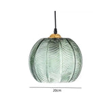 Suspension en verre vintage strié vert view 15