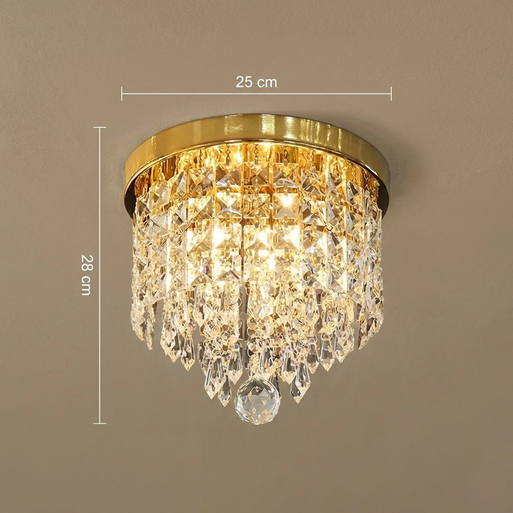 Gold Crystal Cascade Ceiling Light view 2