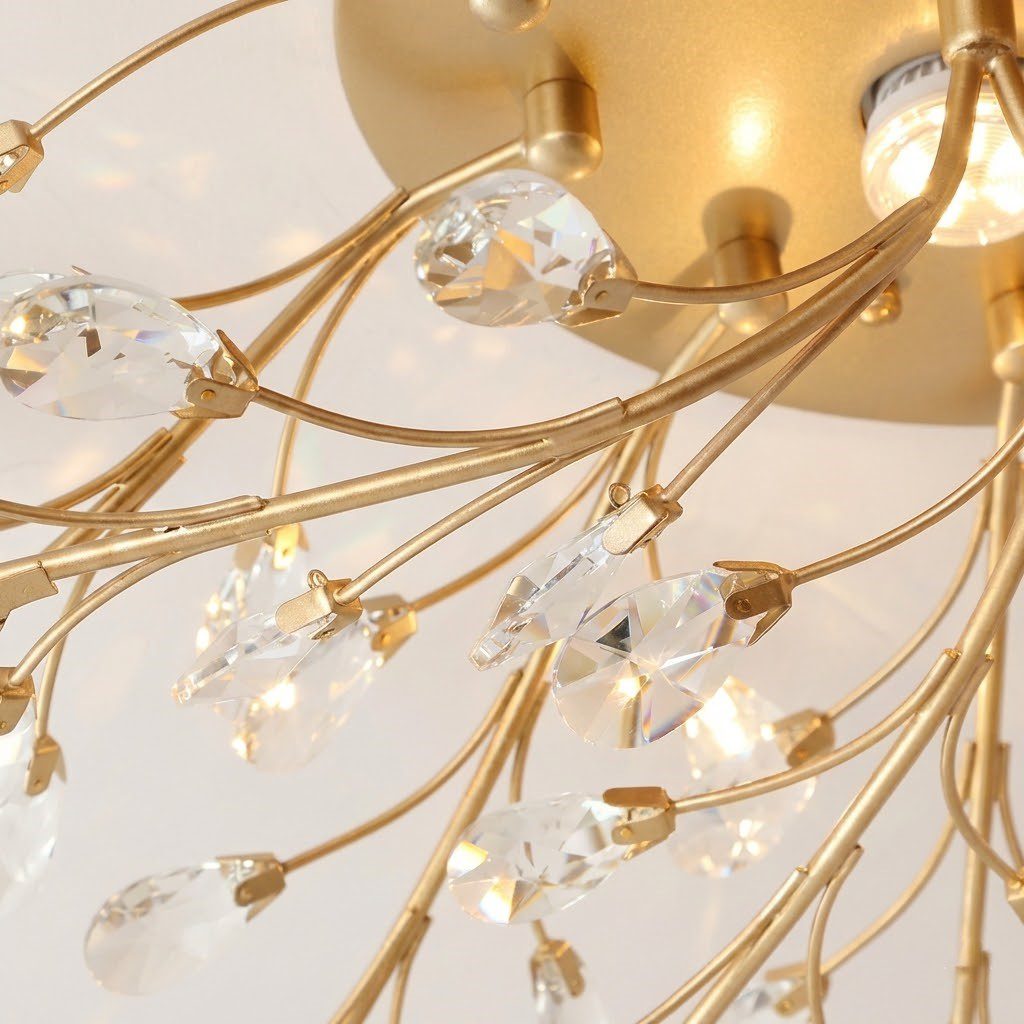 Gold Floral Crystal Ceiling Light view 11