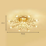 Gold Floral Crystal Ceiling Light view 4