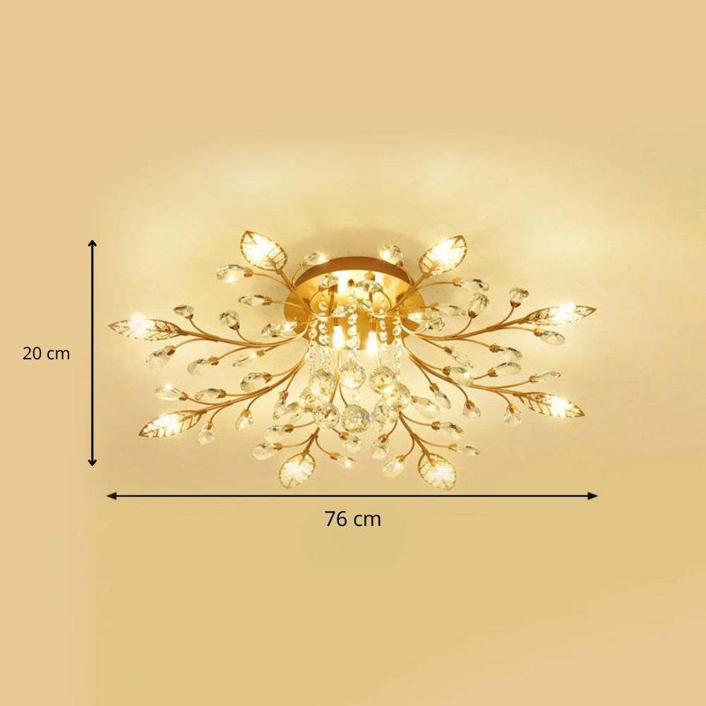 Gold Floral Crystal Ceiling Light view 4