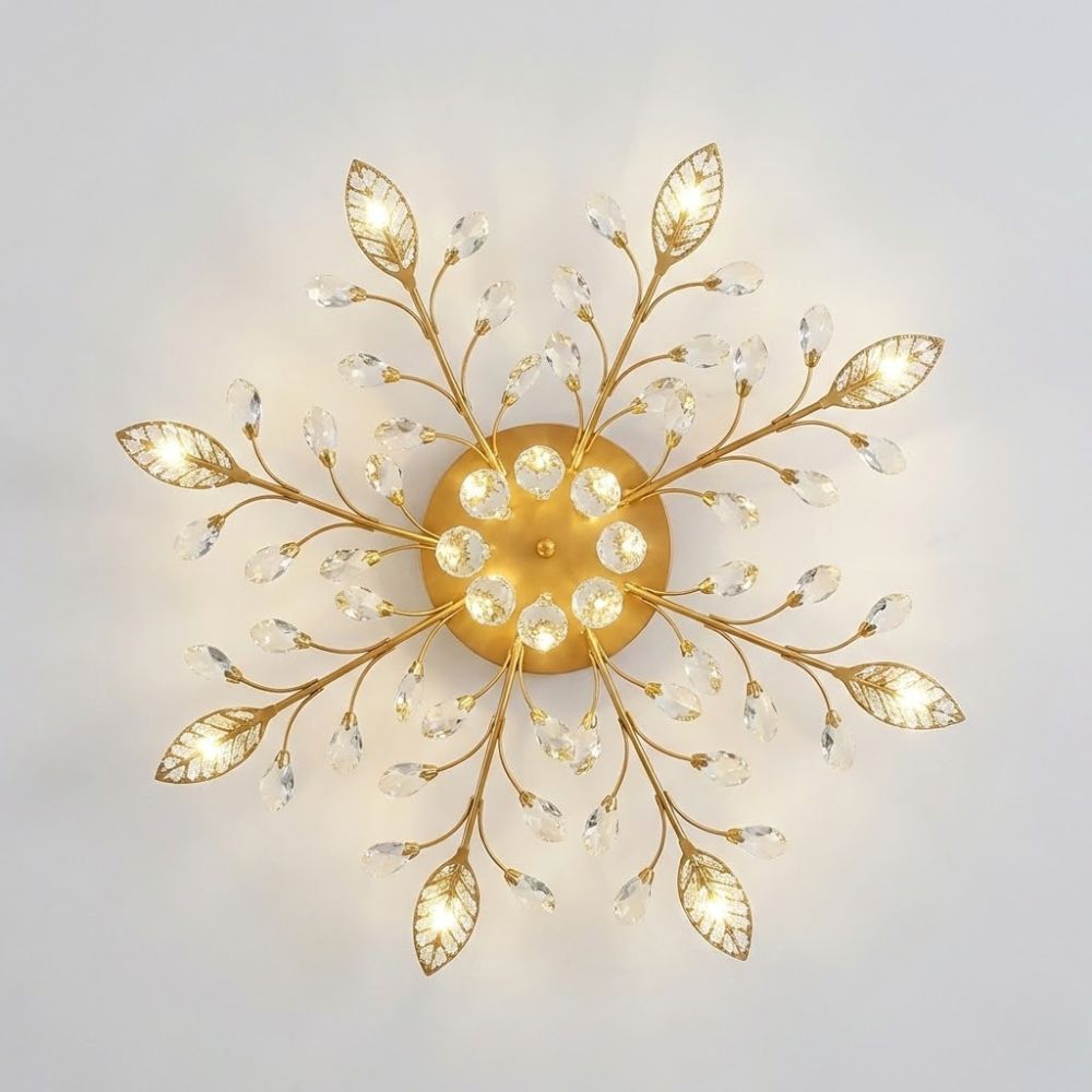 Gold Floral Crystal Ceiling Light view 6