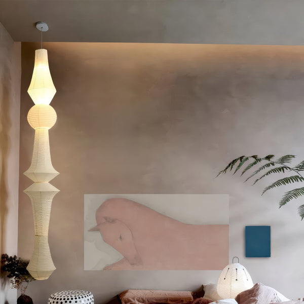 Tall Rice Paper Pendant Light
