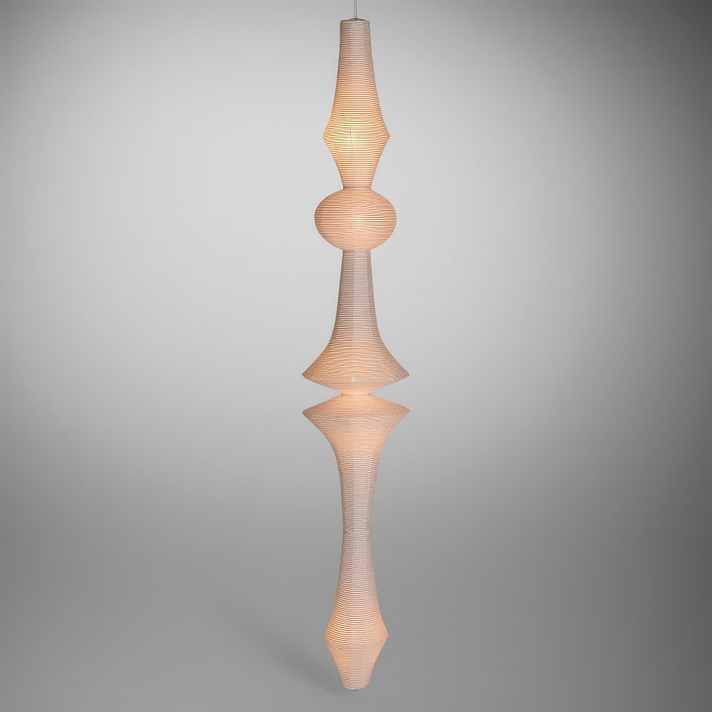 Tall Rice Paper Pendant Light view 2