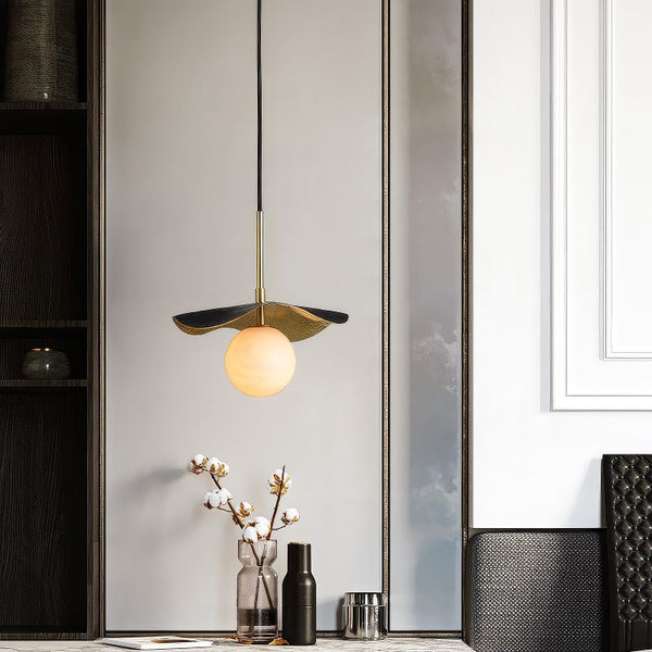 Marble and Brass Pendant Light