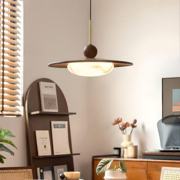 Marble and Wood Pendant Light