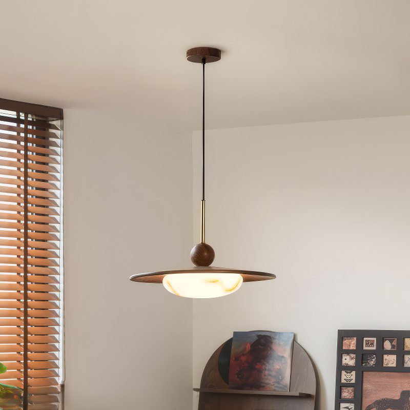 Marble and Wood Pendant Light view 2