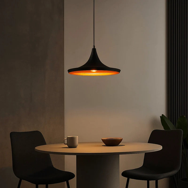 Lampe suspension metal noir doré view 3