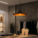 Lampe suspension metal noir doré view 1