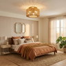 Bronze and Rattan Ceiling Light