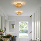 Bronze and Rattan Ceiling Light view 2