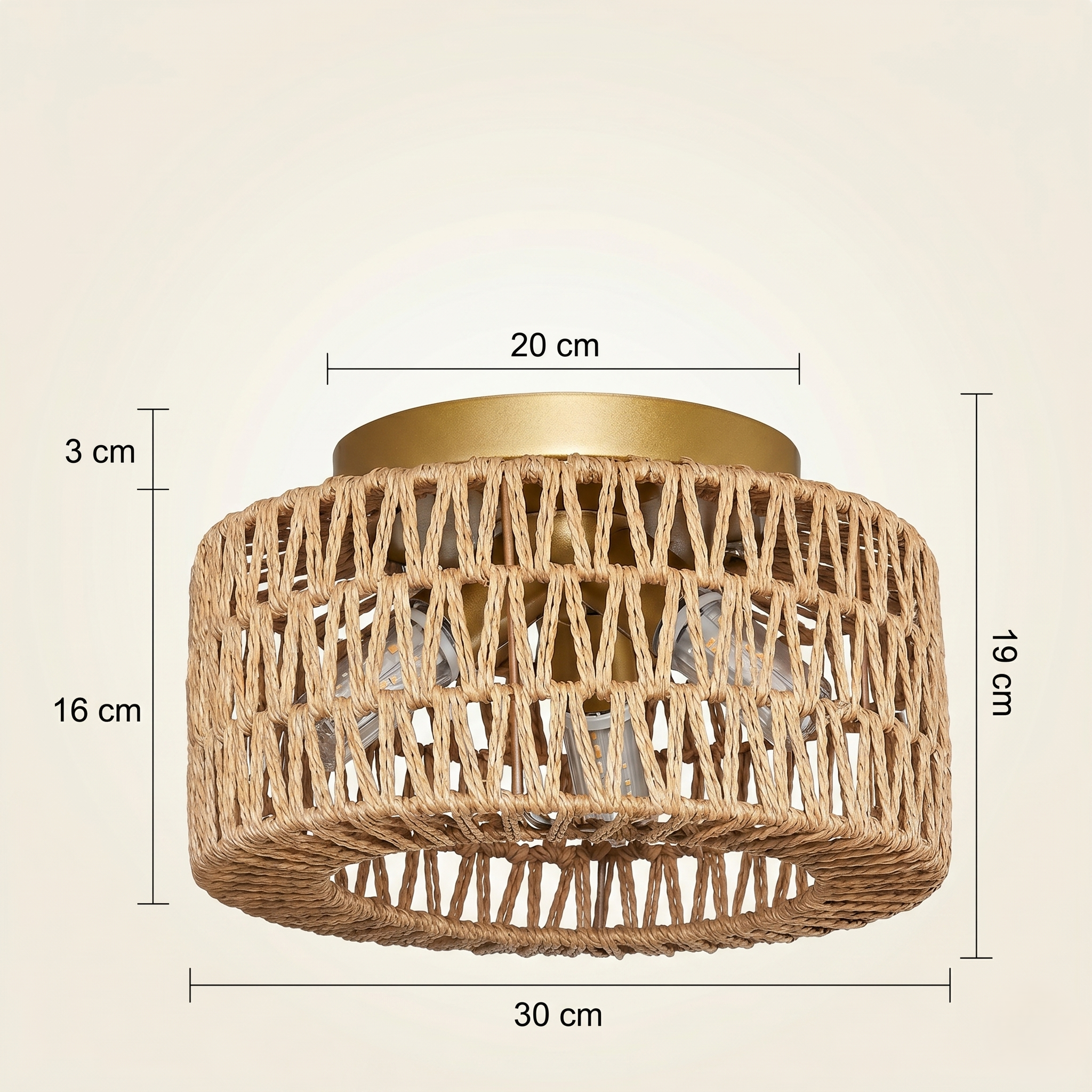 Bronze and Rattan Ceiling Light view 3
