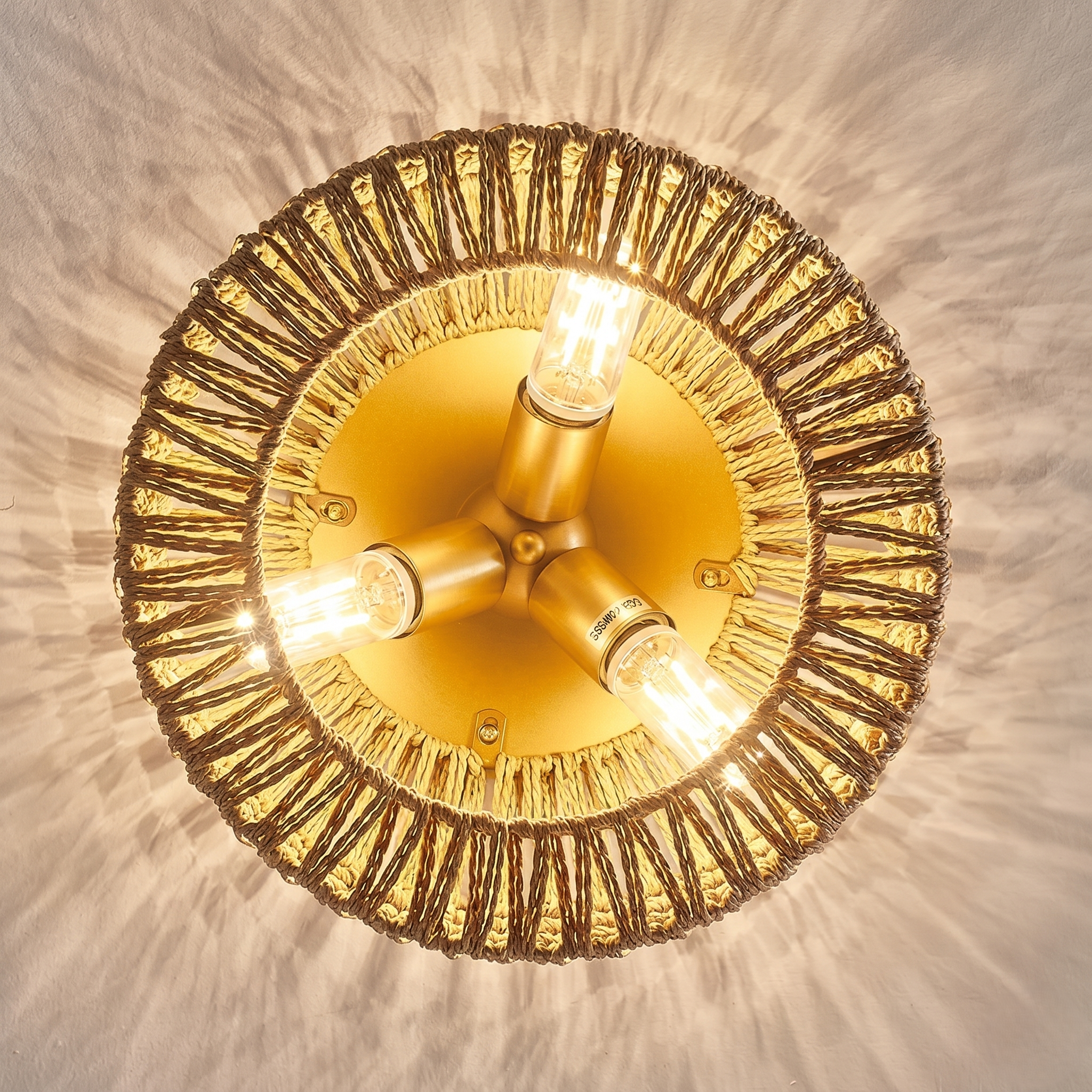 Bronze and Rattan Ceiling Light view 4