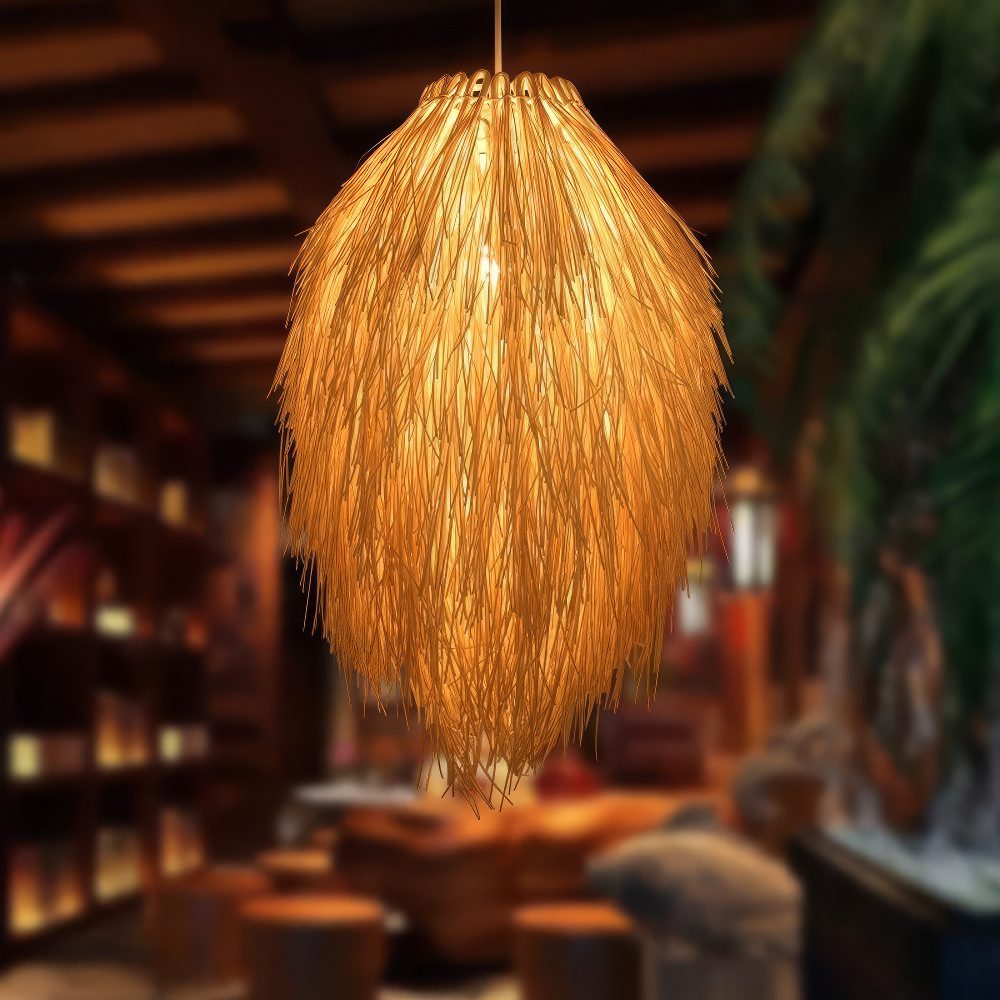 Natural Fibre Straw Pendant Light view 2