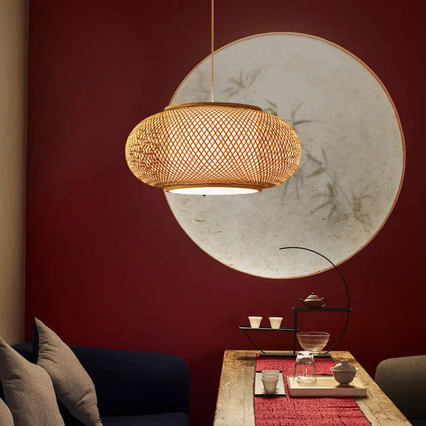 Oval Bamboo Pendant Light