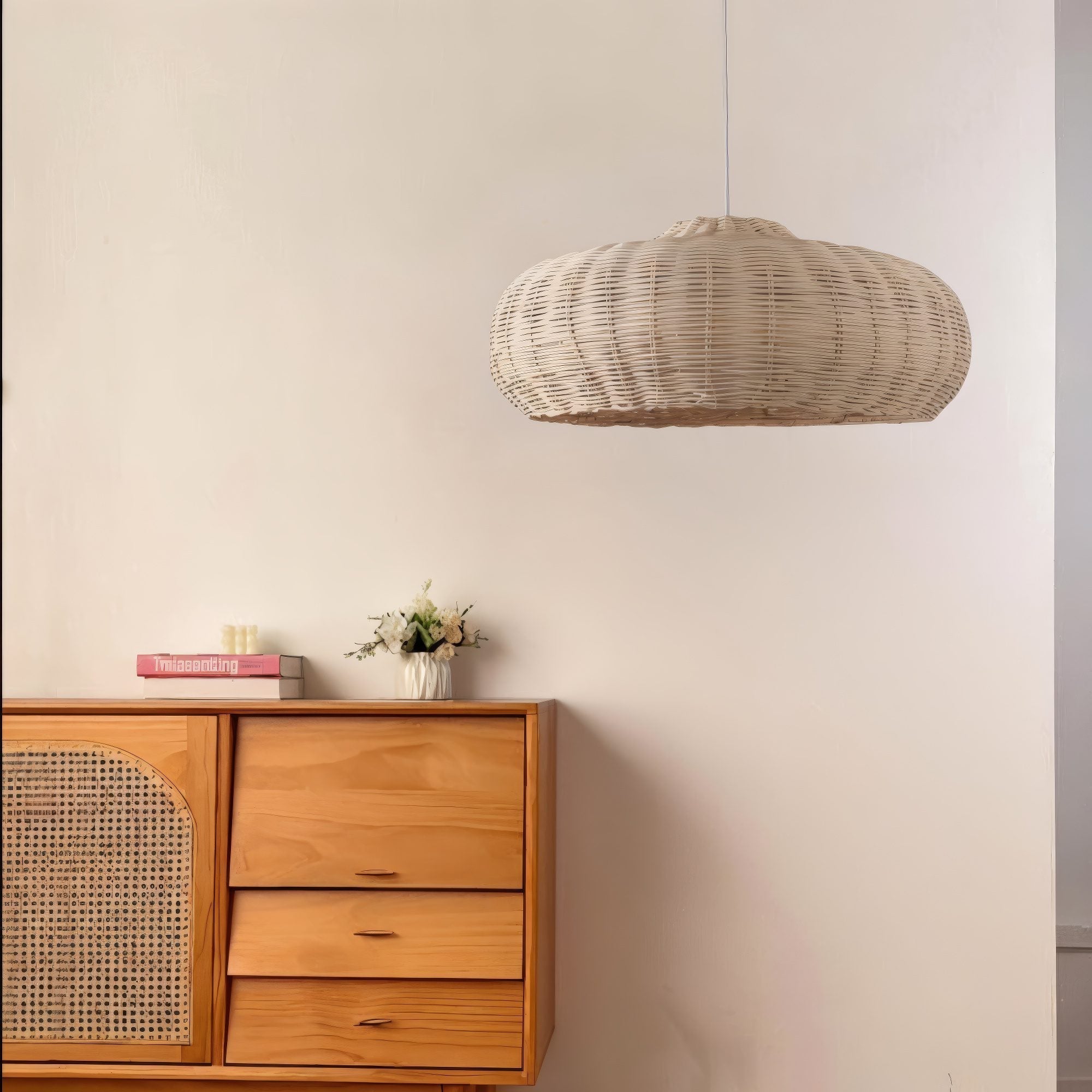 Oval Rattan Pendant Light view 1