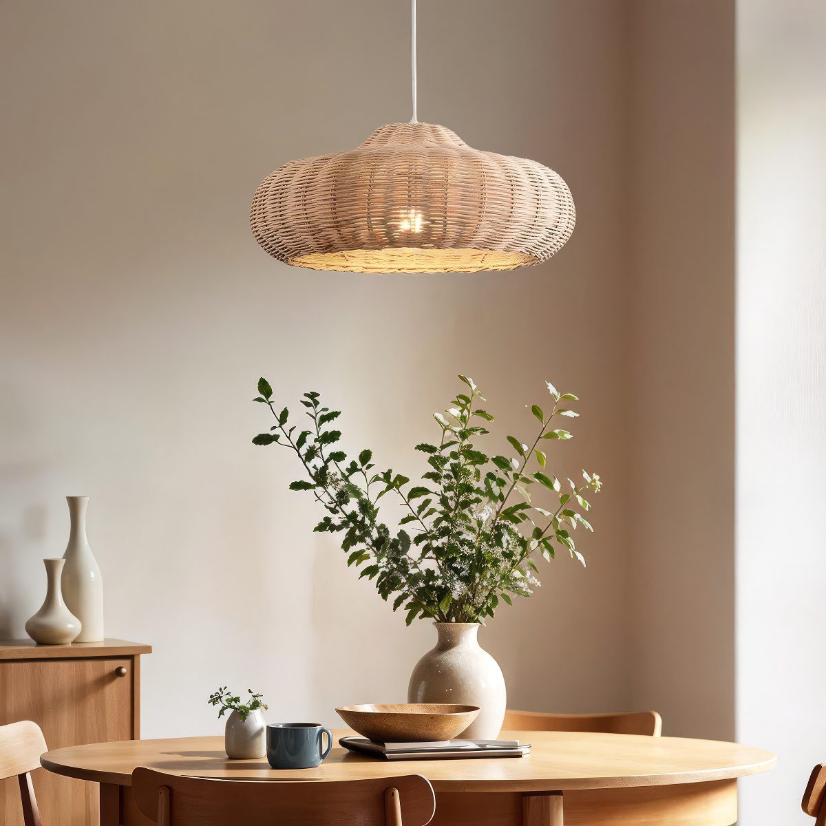 Oval Rattan Pendant Light view 2
