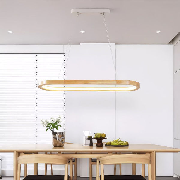 Oval Wooden Pendant Light