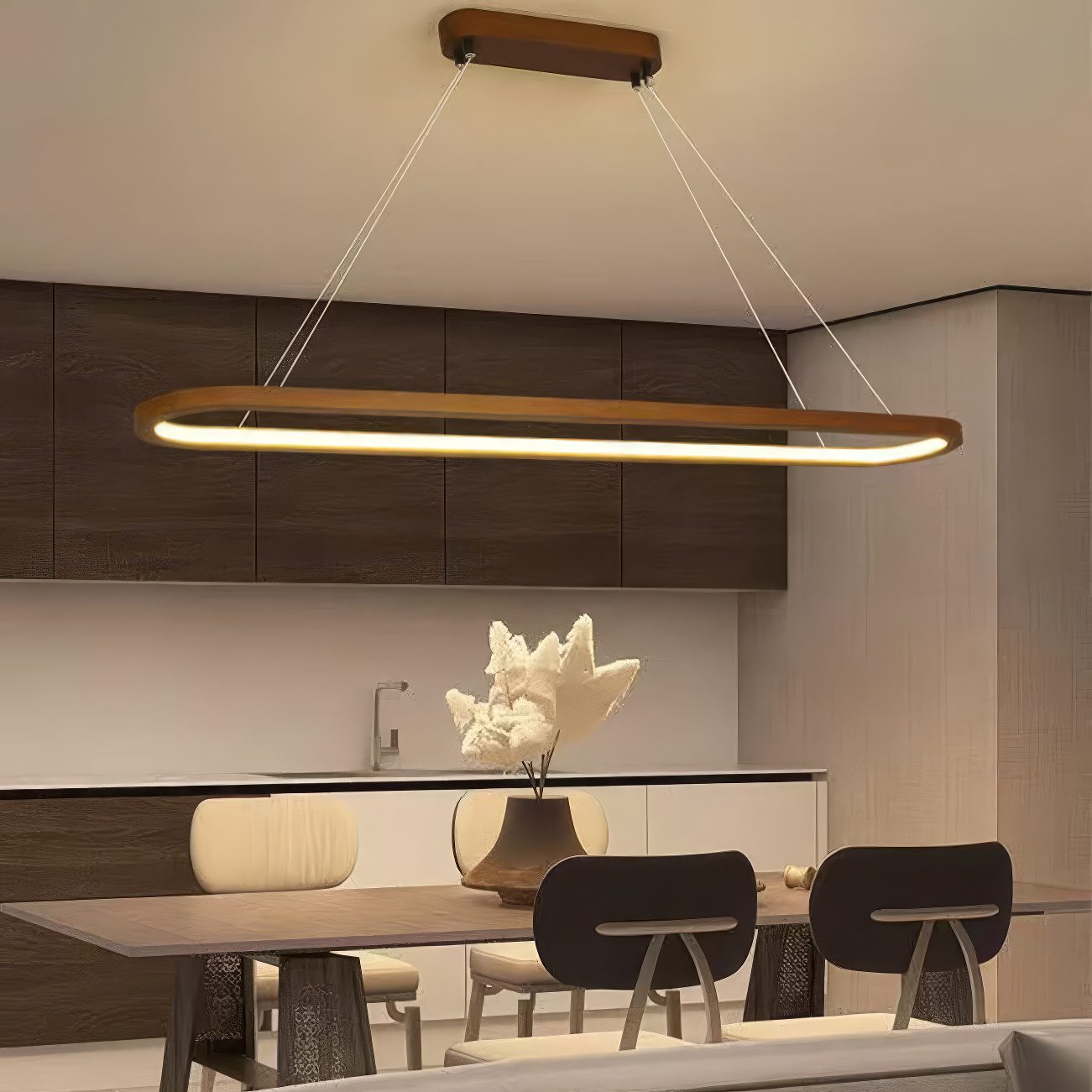 Oval Wooden Pendant Light view 6