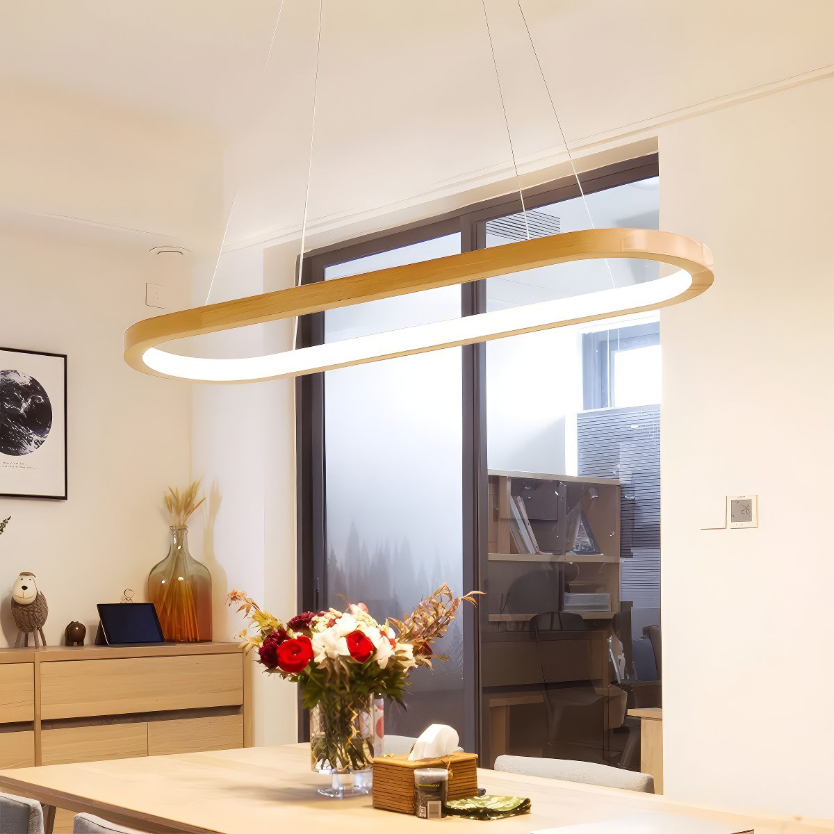 Oval Wooden Pendant Light view 7