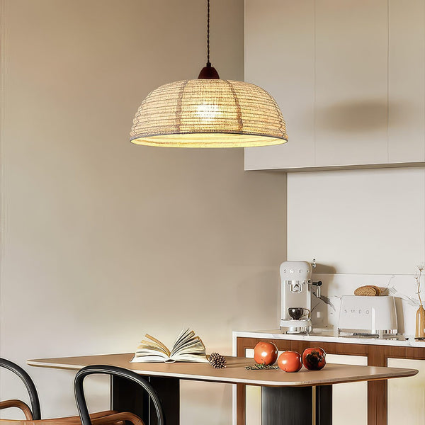 Beige Linen Pendant Light